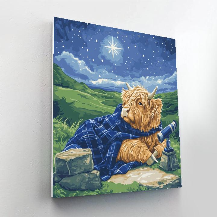 Stargazer Blanket Highland Cow Paint by numbers art