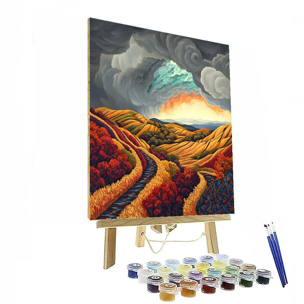 Frederick Varley Inspired Stormbreak Over Copper Autumn Hills Paint by numbers art