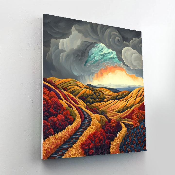 Frederick Varley Inspired Stormbreak Over Copper Autumn Hills Paint by numbers art