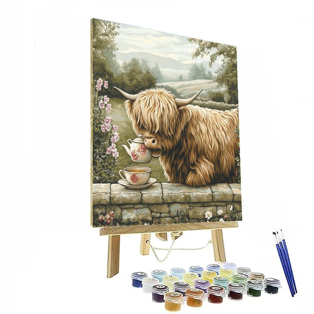 Tea Garden Highland Cow Paint by numbers kits