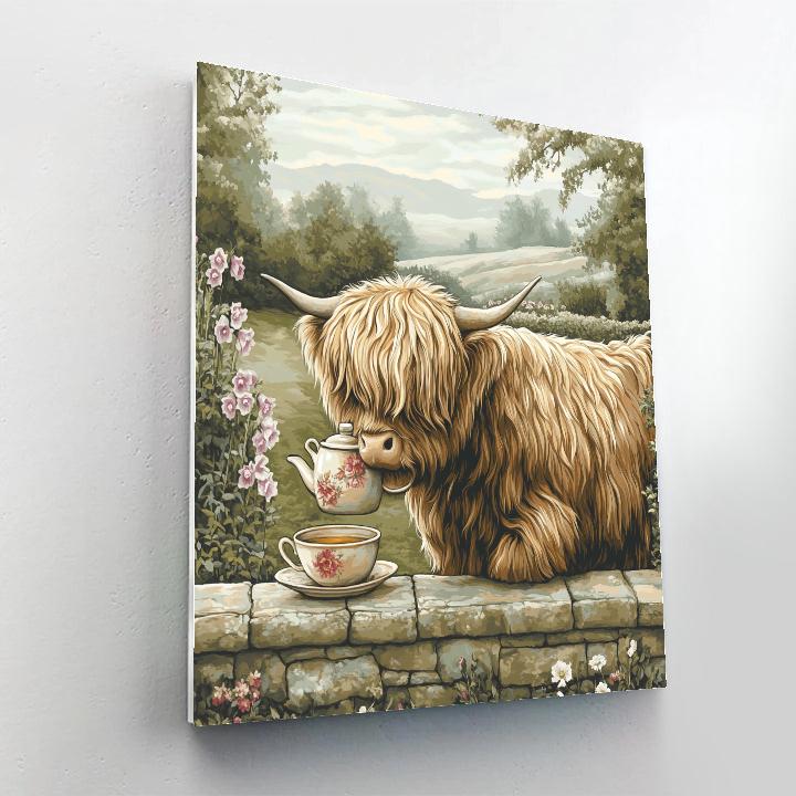 Tea Garden Highland Cow Paint by numbers kits