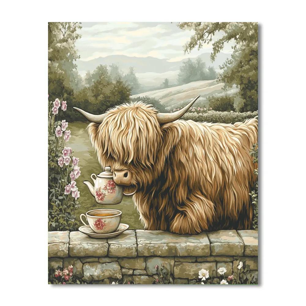 Tea Garden Highland Cow Paint by numbers kits