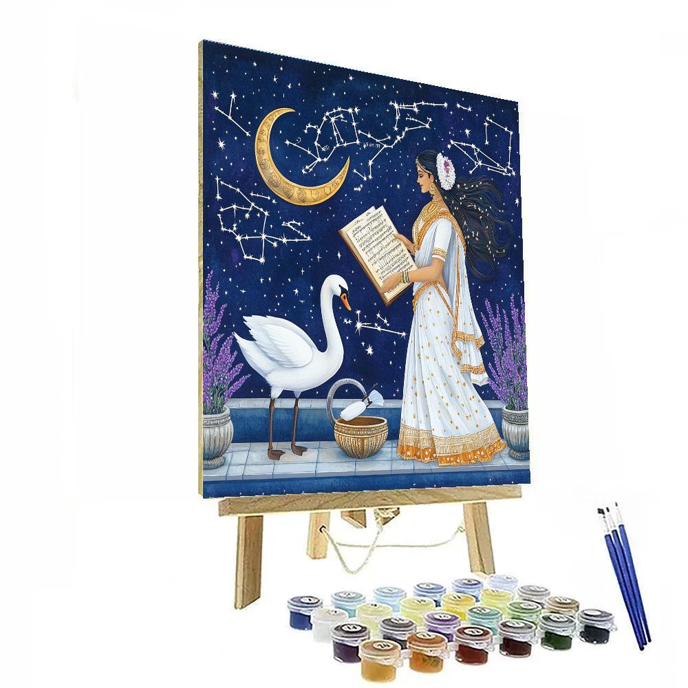 Saraswati In The Constellation Script Observatory paint by color