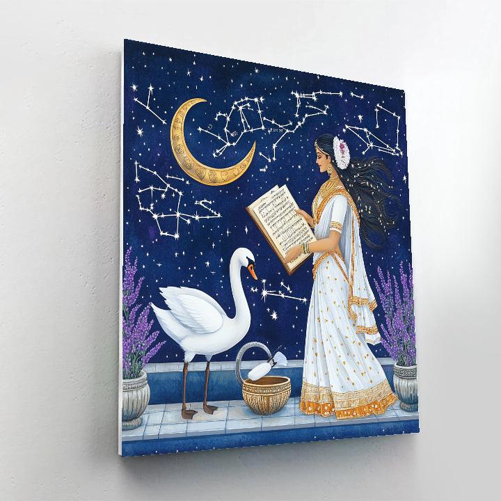 Saraswati In The Constellation Script Observatory paint by color