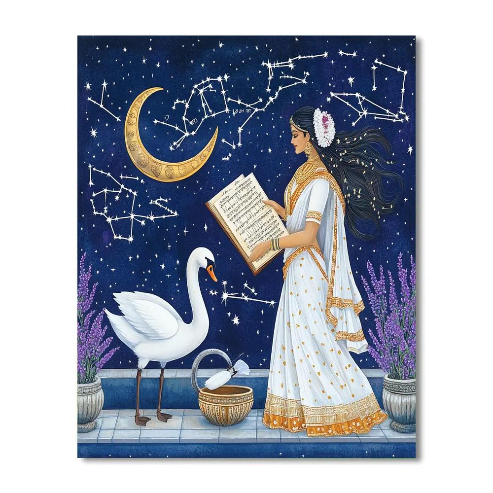 Saraswati In The Constellation Script Observatory paint by color
