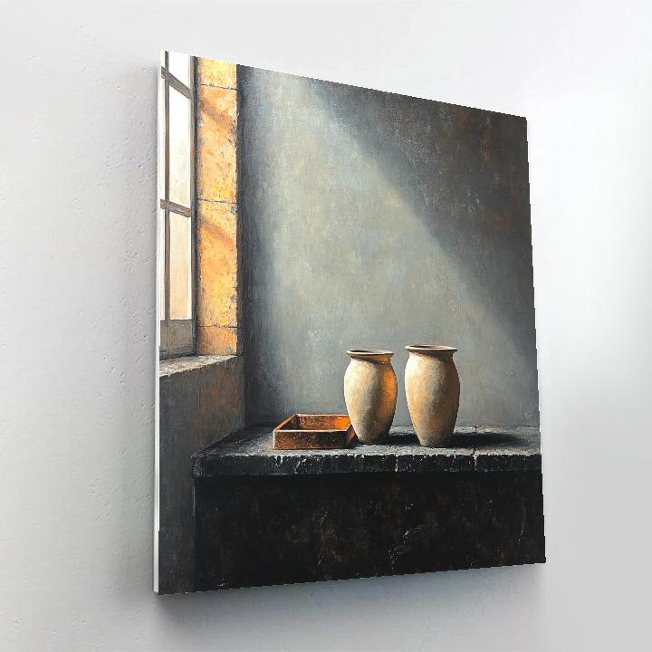 Diego Velázquez Inspired Silvery Bodegon Of Earthenware Jars In Mist Light DIY paint by numbers