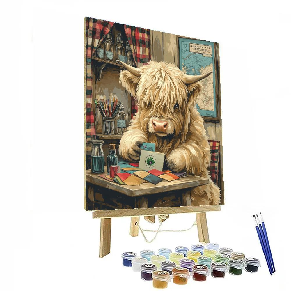 Highland Cow Postcard Studio Paint by numbers kits