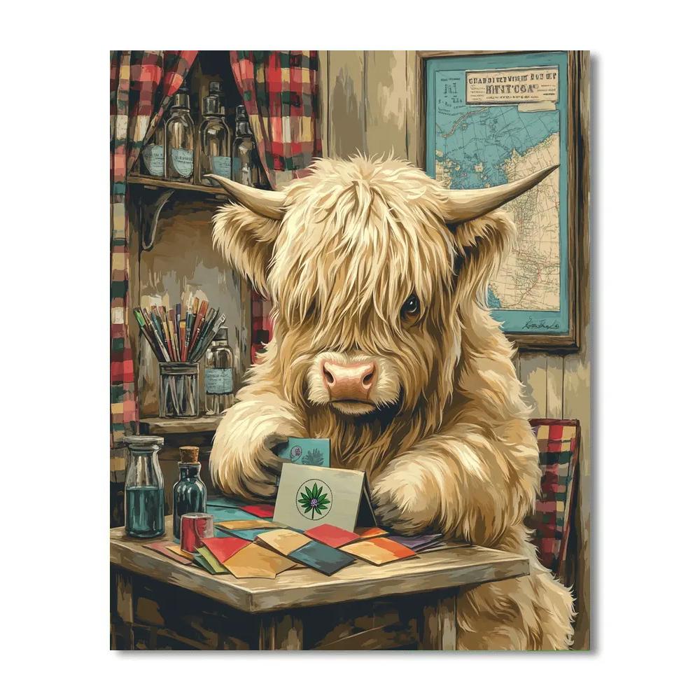 Highland Cow Postcard Studio Paint by numbers kits