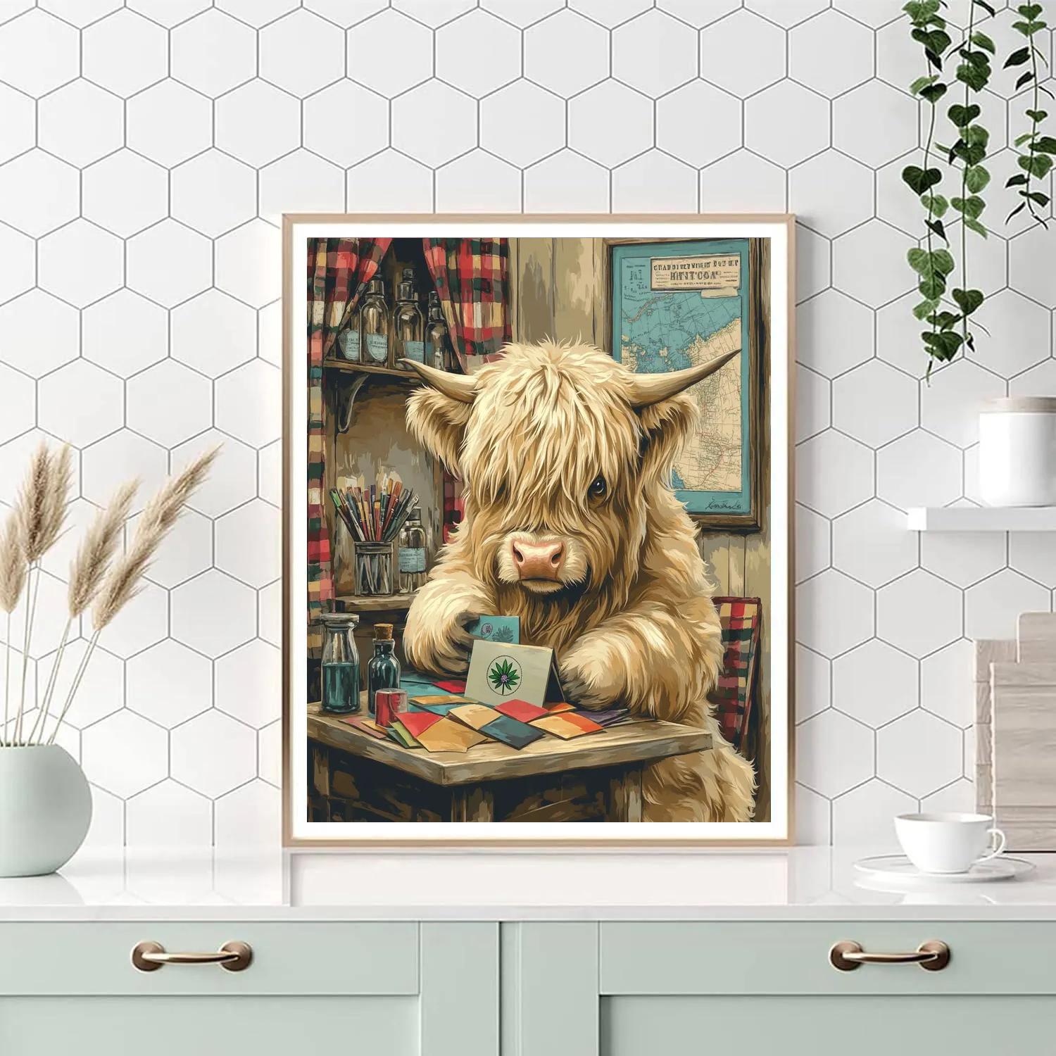 Highland Cow Postcard Studio Paint by numbers kits
