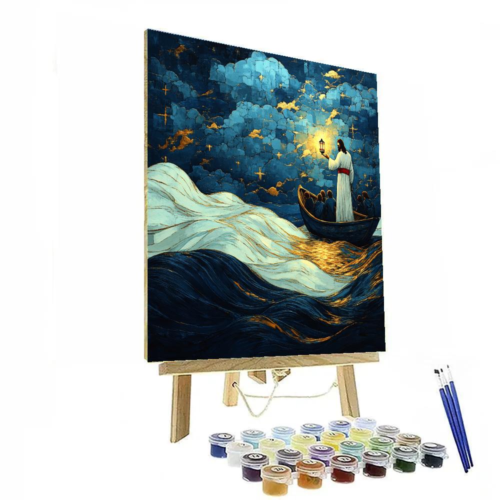 Jesus Lantern Light In The Storm Boat painting number kit