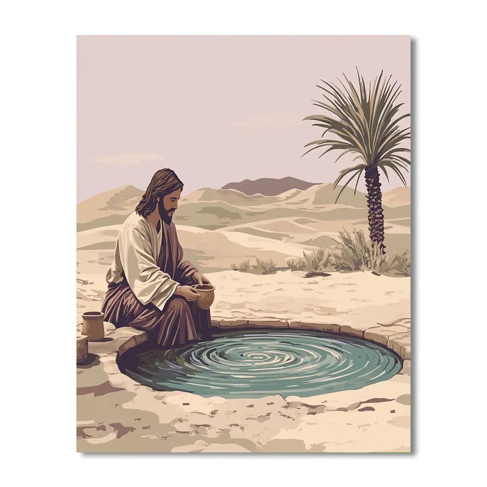 Jesus At The Desert Well Of Echoed Psalms Paint by numbers kits