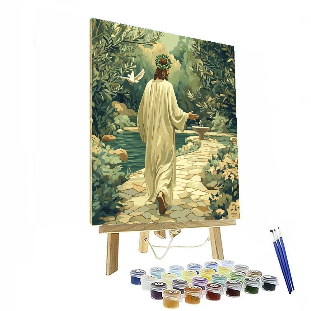 Jesus Crowned By Olive Leaves In Peace Garden Paint by numbers kits