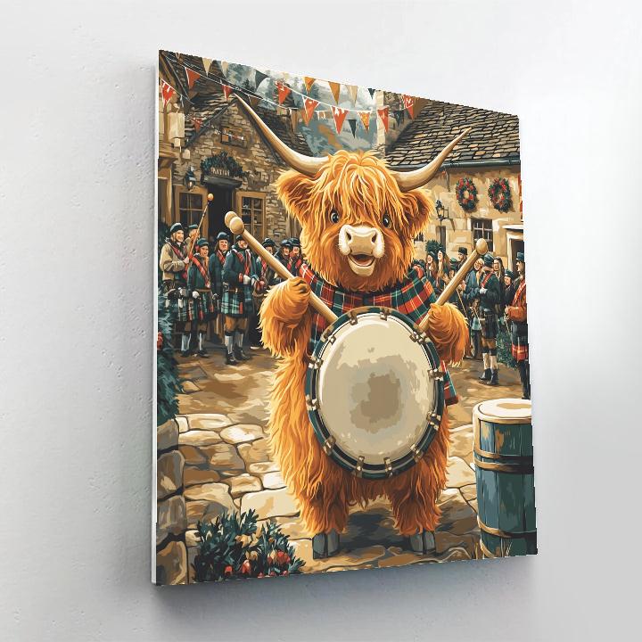 Highland Cow Festival Drummer Numbered painting kits