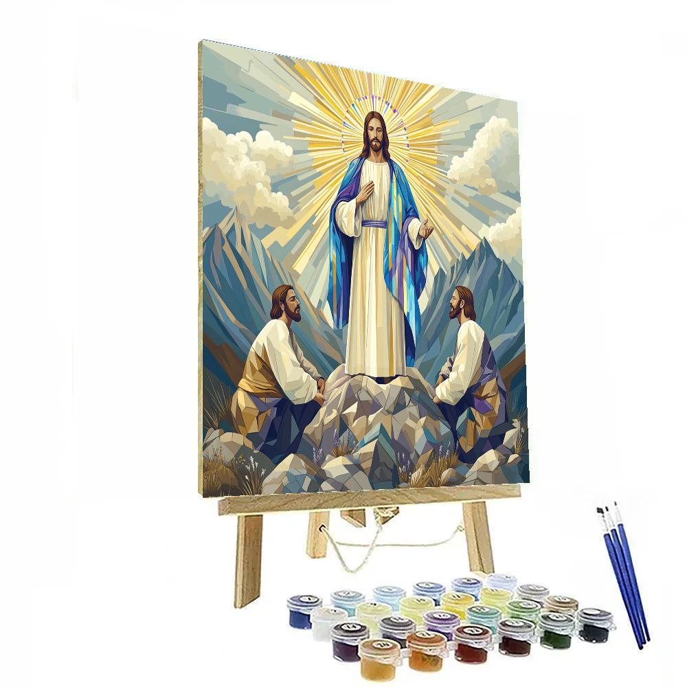 Mountaintop Transfiguration, Jesus In Prism Light paint by number