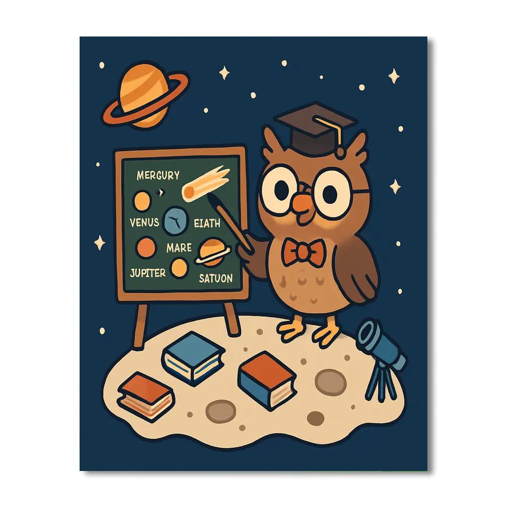 Comet Classroom Owl Number painting