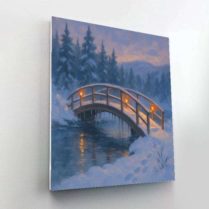 Lanterns Along The Frozen Footbridge Paint by numbers art