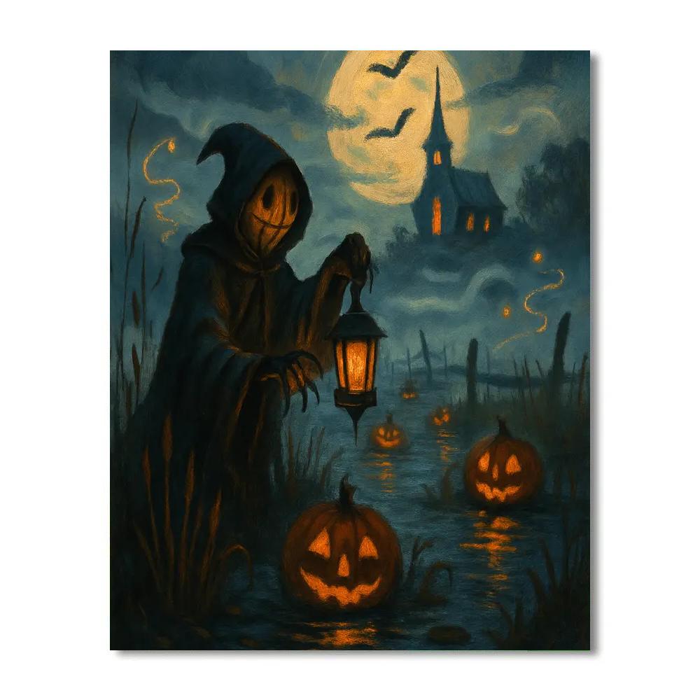 Lanterns Across The Saffron Bog paint by numbers