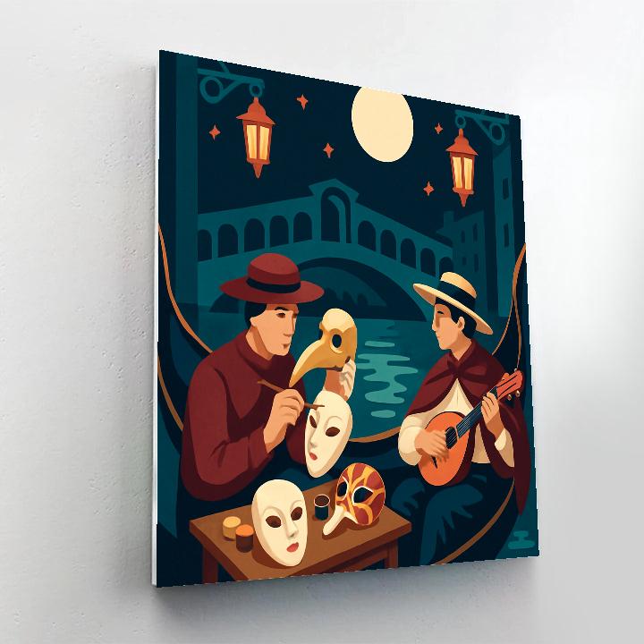 Carnival Masks Under Italy Moonlight Painting by numbers kit
