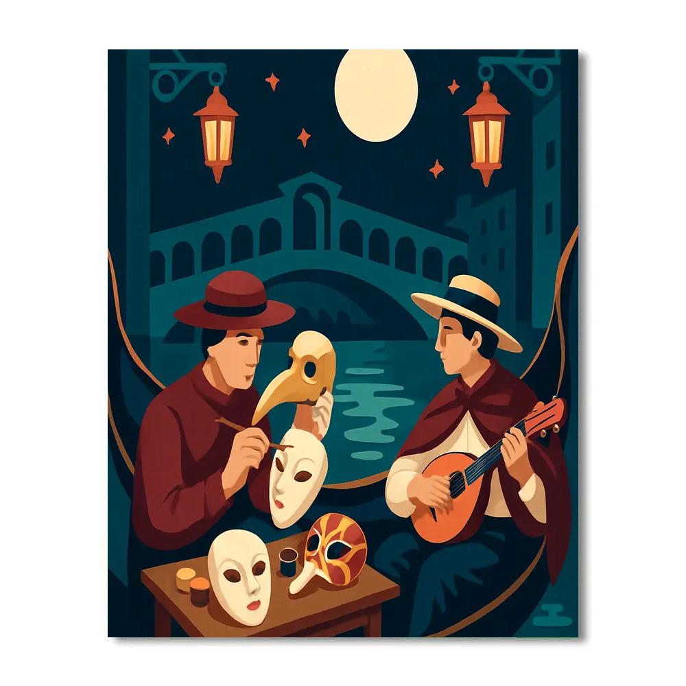 Carnival Masks Under Italy Moonlight Painting by numbers kit