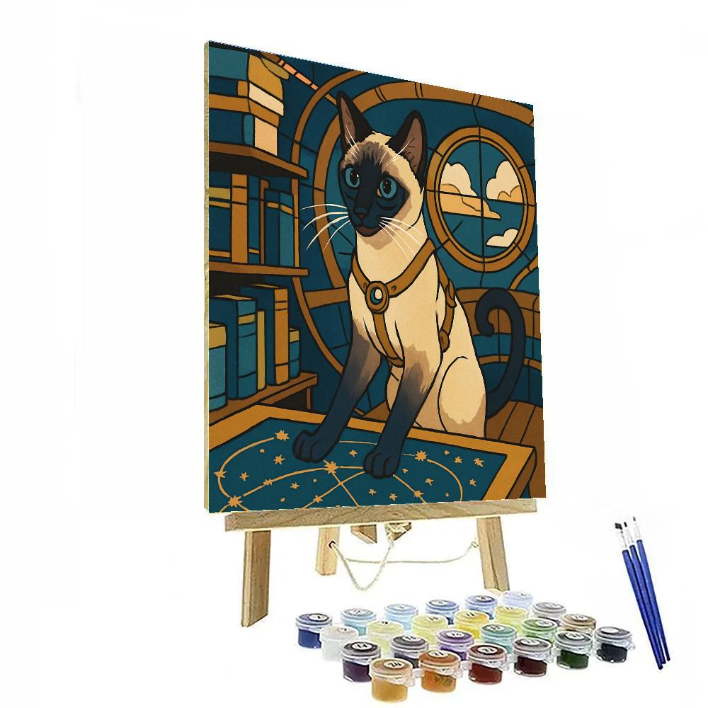 Skyship Library With Cat Navigator Number painting