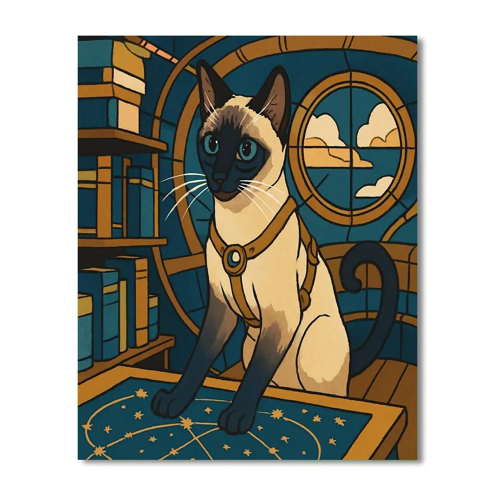 Skyship Library With Cat Navigator Number painting