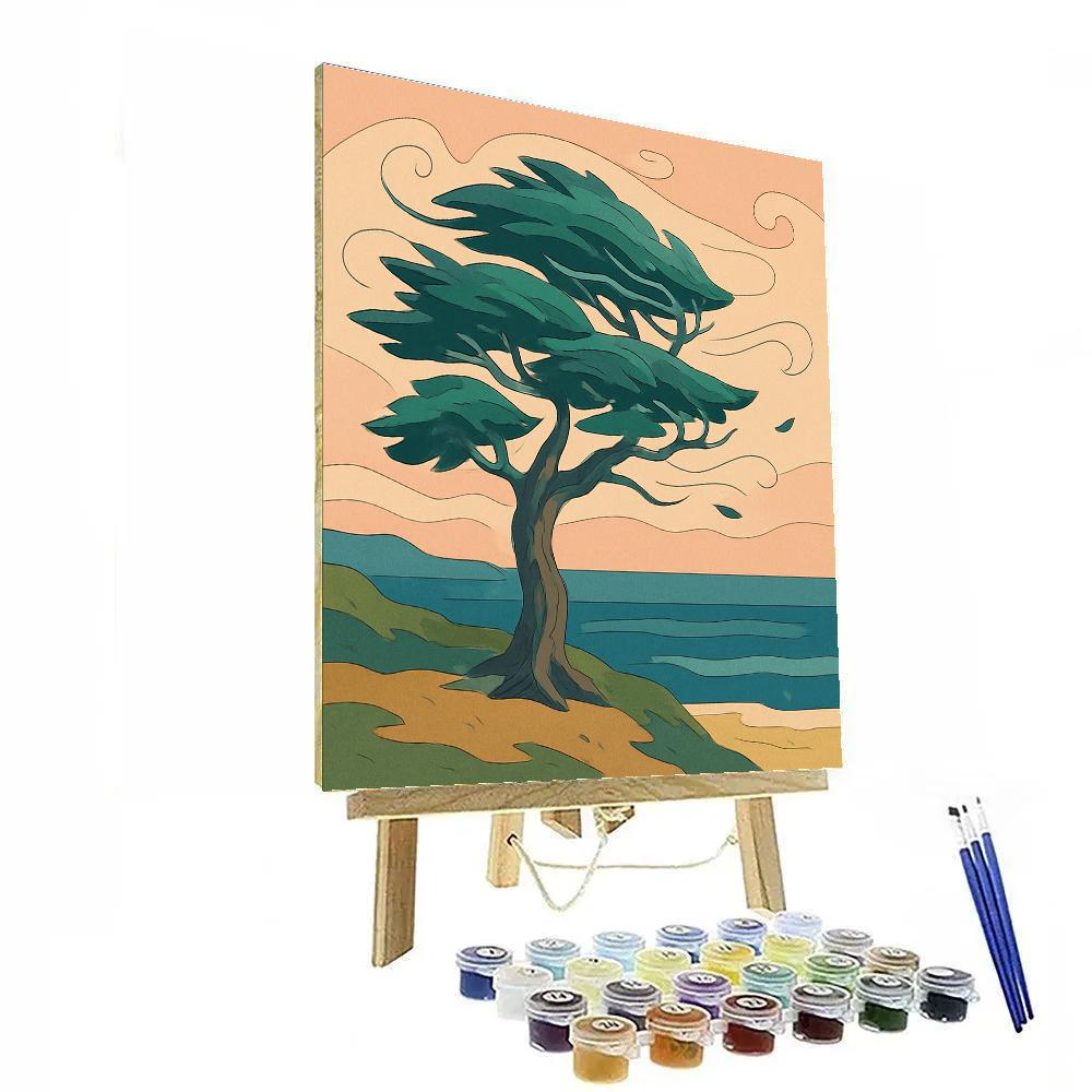 Wind Map Tree Of The Coastal Cliffs painting number kit