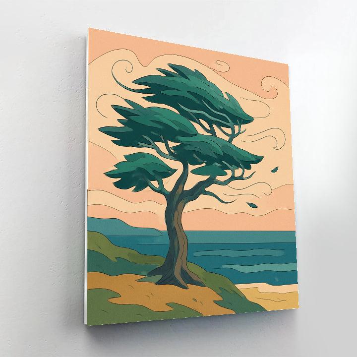 Wind Map Tree Of The Coastal Cliffs painting number kit
