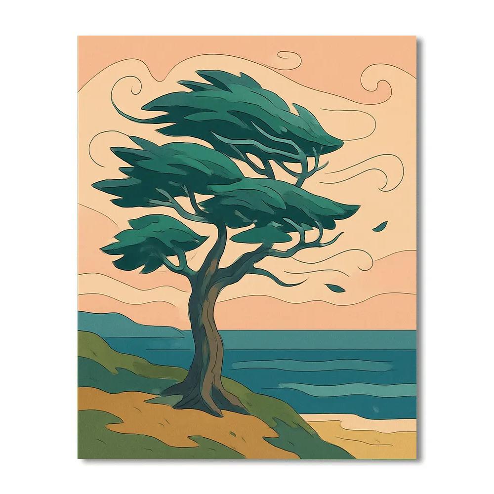 Wind Map Tree Of The Coastal Cliffs painting number kit