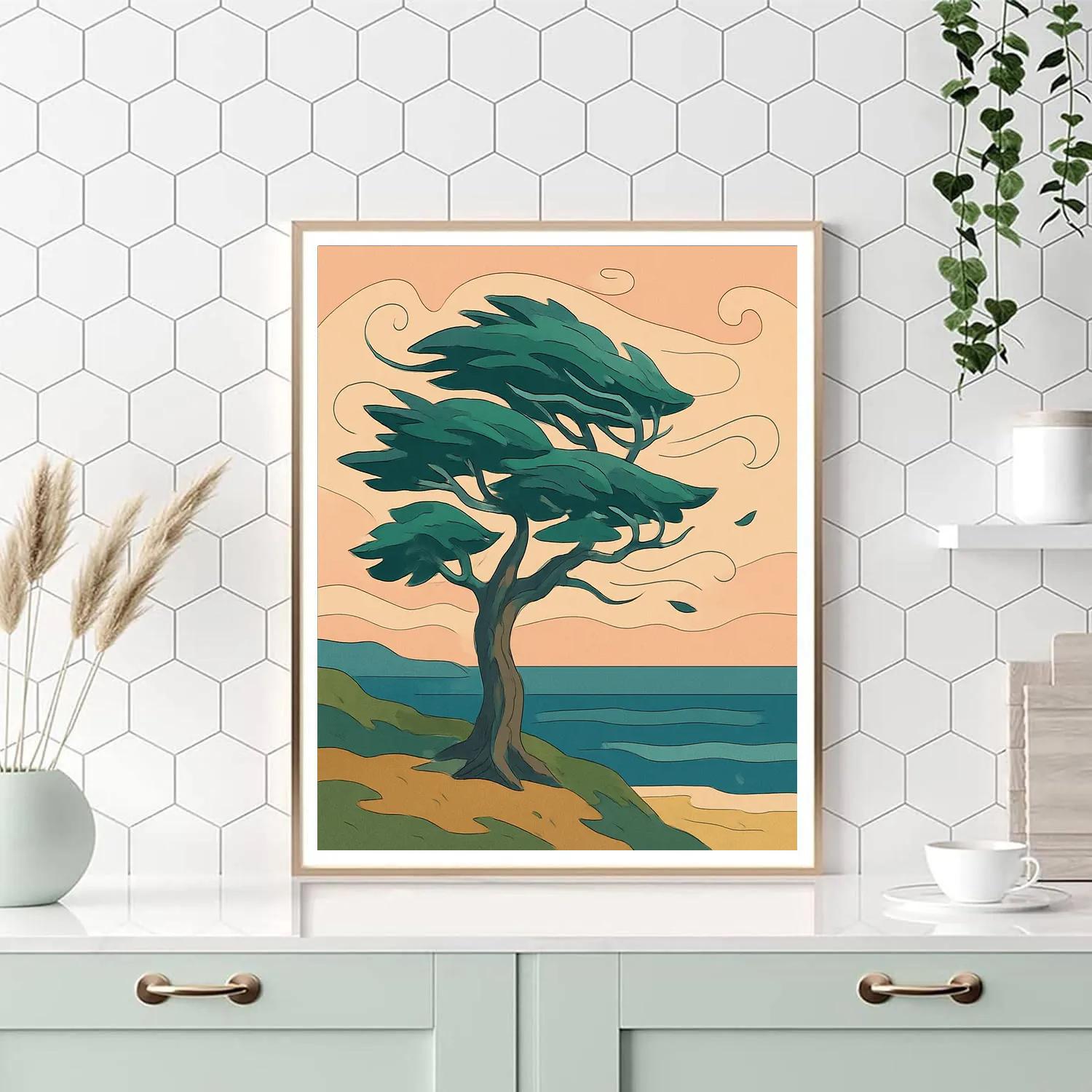 Wind Map Tree Of The Coastal Cliffs painting number kit
