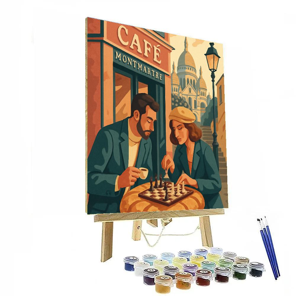 Cafe Chessboard In Paris Light paint by number