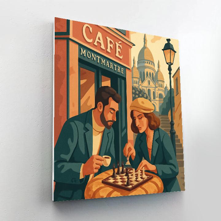 Cafe Chessboard In Paris Light paint by number
