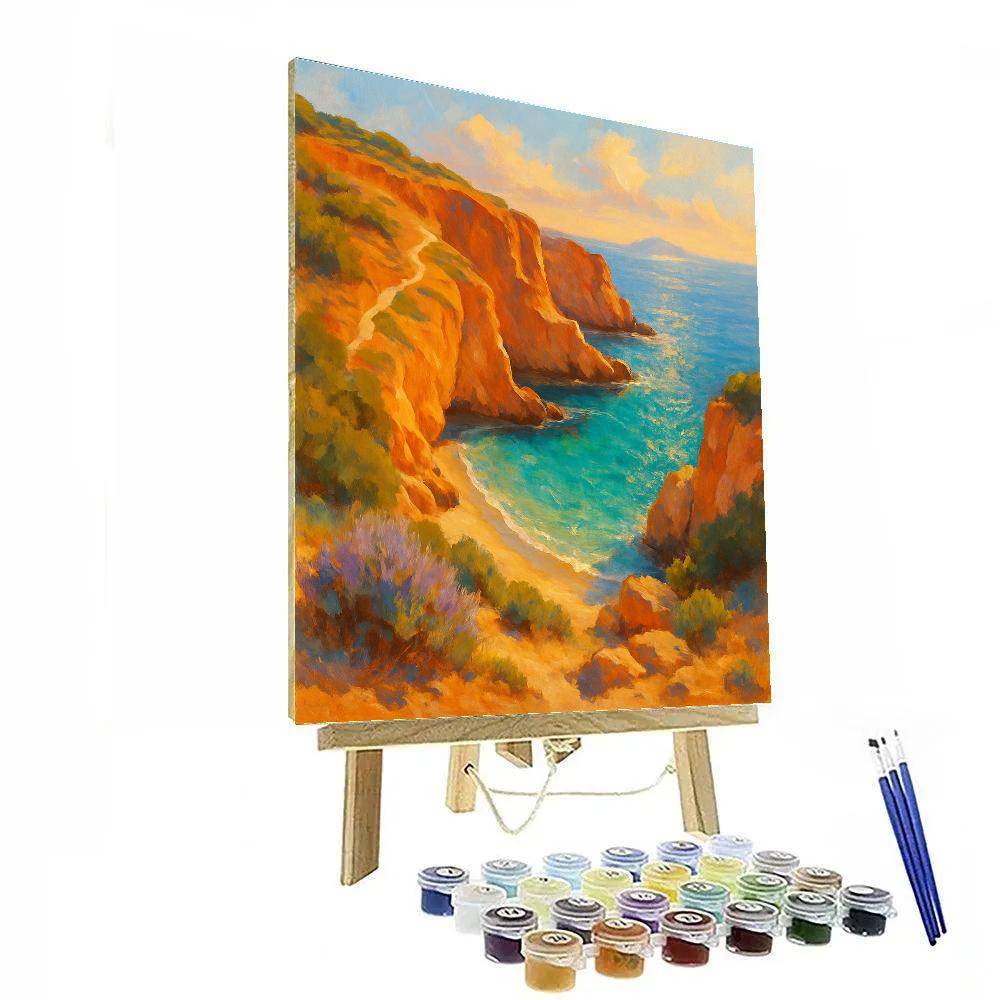Sunwarmed Terracotta Cliffs Above A Hidden Sea Cove Paint by numbers art