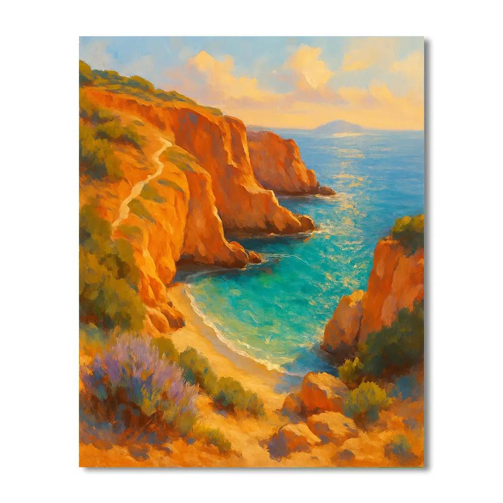 Sunwarmed Terracotta Cliffs Above A Hidden Sea Cove Paint by numbers art