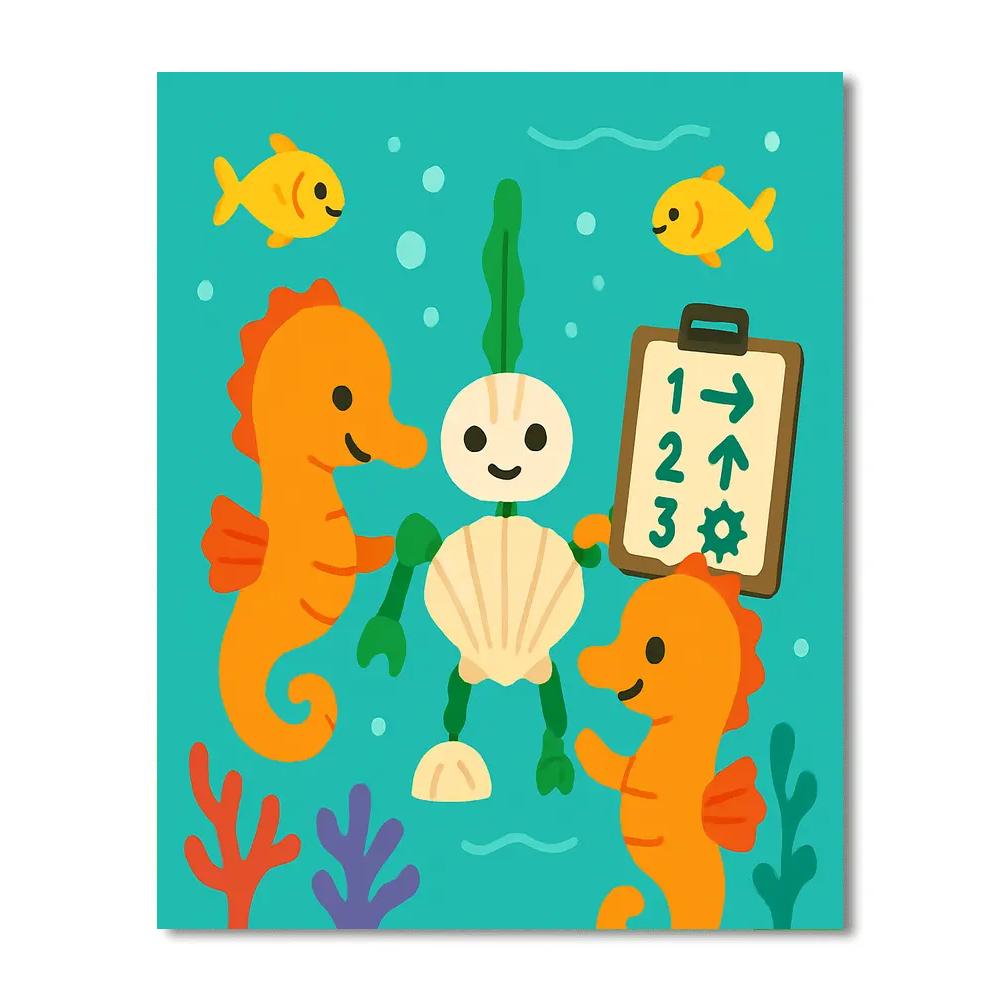 Coral Code Seahorse Engineers Paint by numbers kits