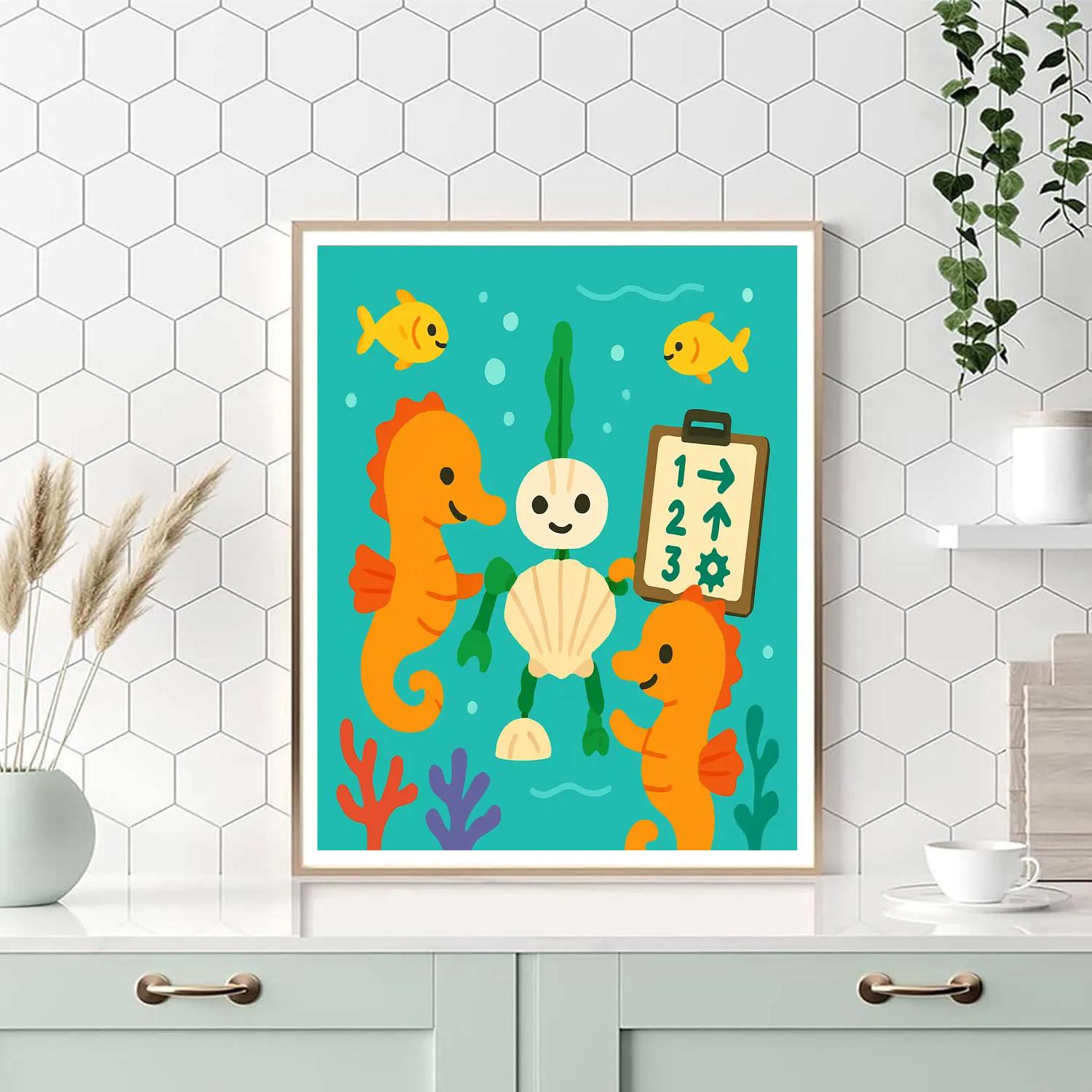 Coral Code Seahorse Engineers Paint by numbers kits