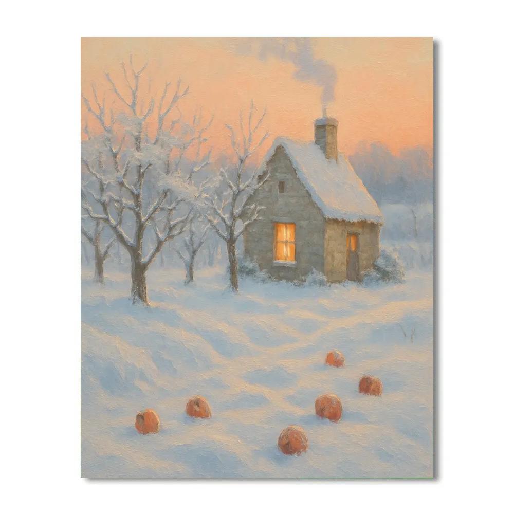 Sunrise Smoke Over The Orchard Cottage Paint by numbers kits