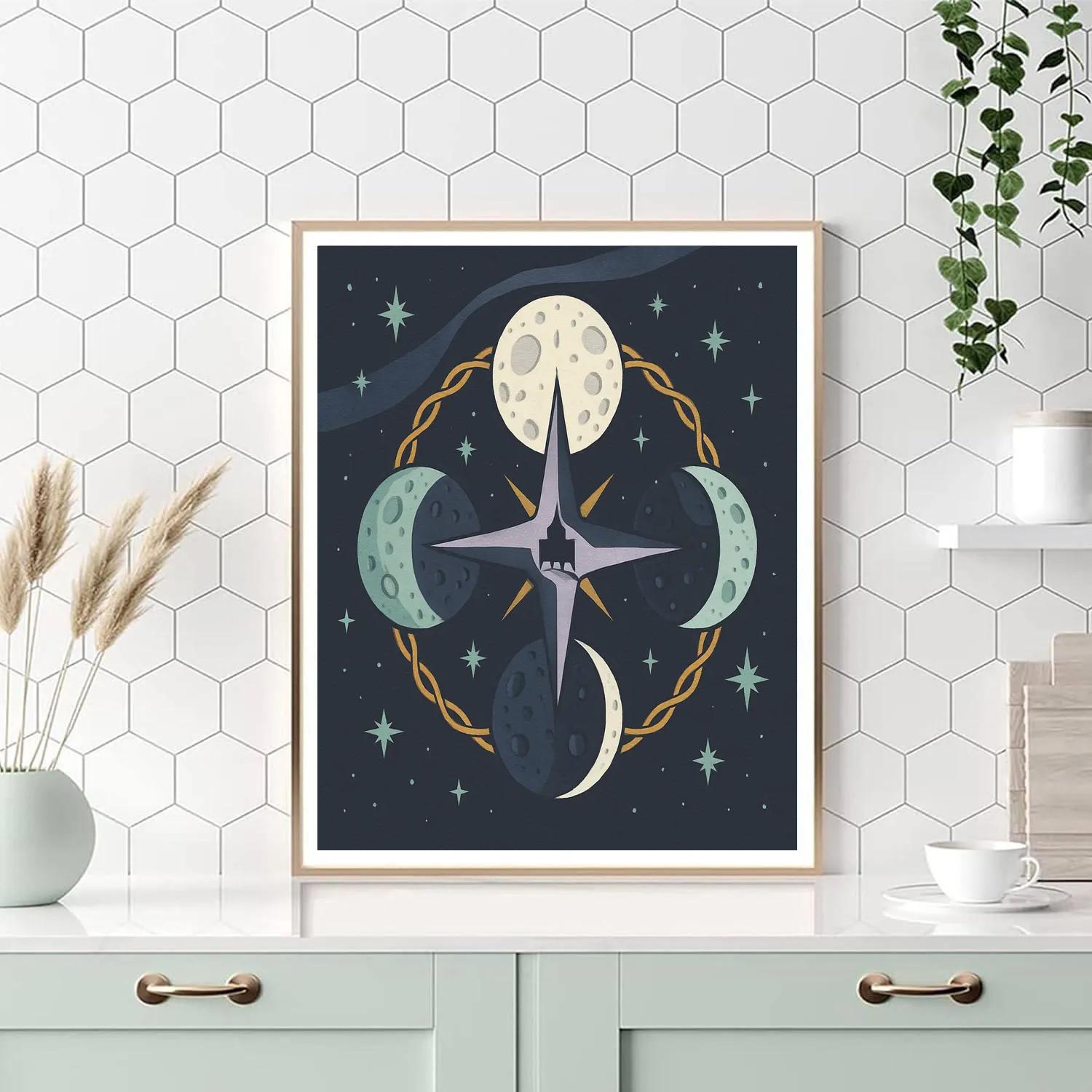 Moon-Braided Night Compass Numbered painting kits
