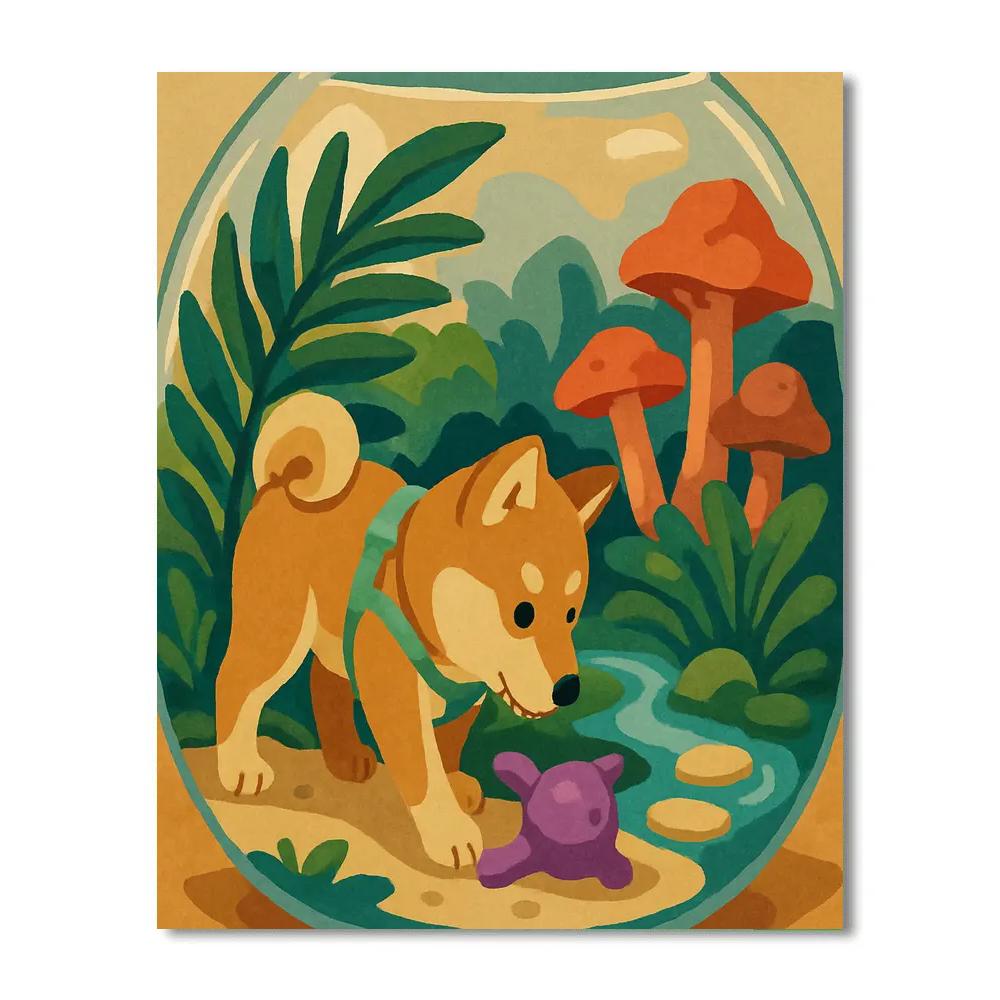 Terrarium Explorer With Dog Companion paint by number