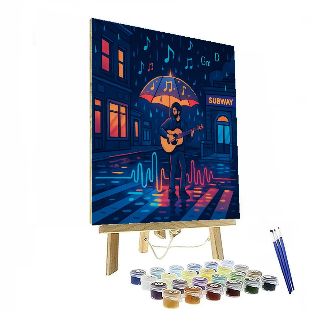 Music Driven Rainstorm Street Serenade Painting by numbers kit