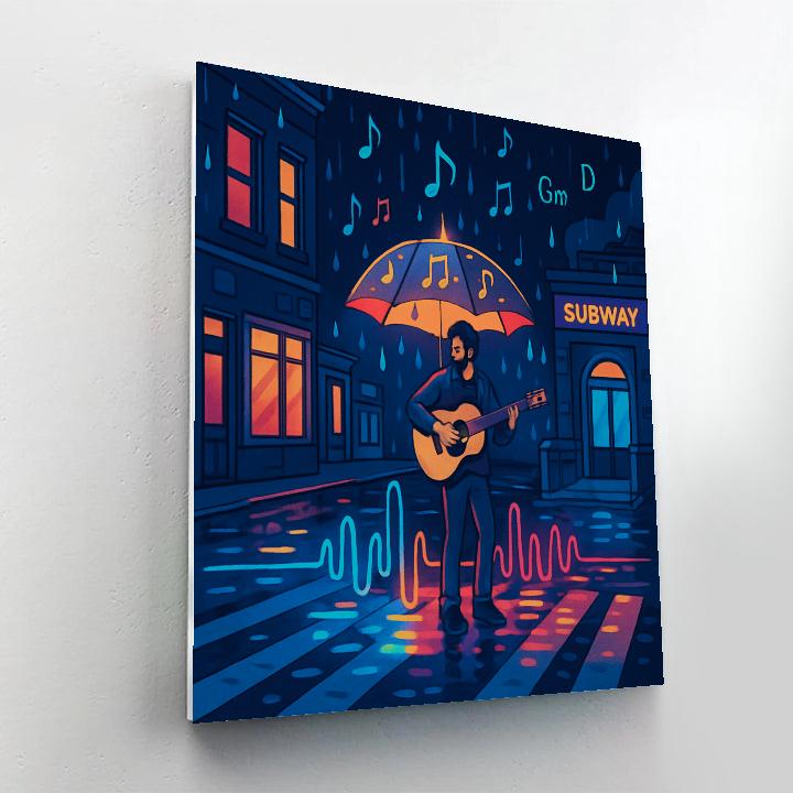 Music Driven Rainstorm Street Serenade Painting by numbers kit