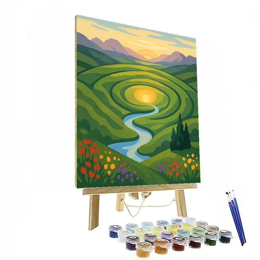 Meadow Valley With Landscape Lightwell Paint by numbers kits