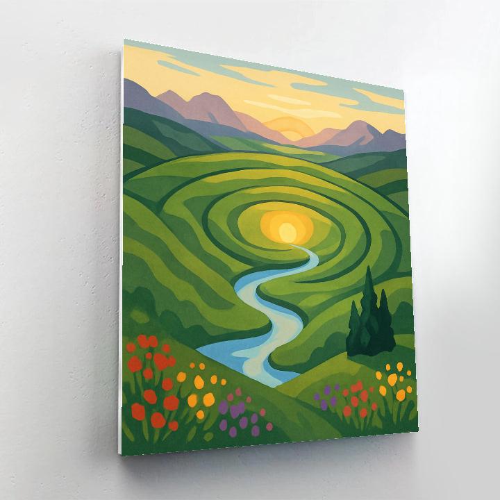 Meadow Valley With Landscape Lightwell Paint by numbers kits