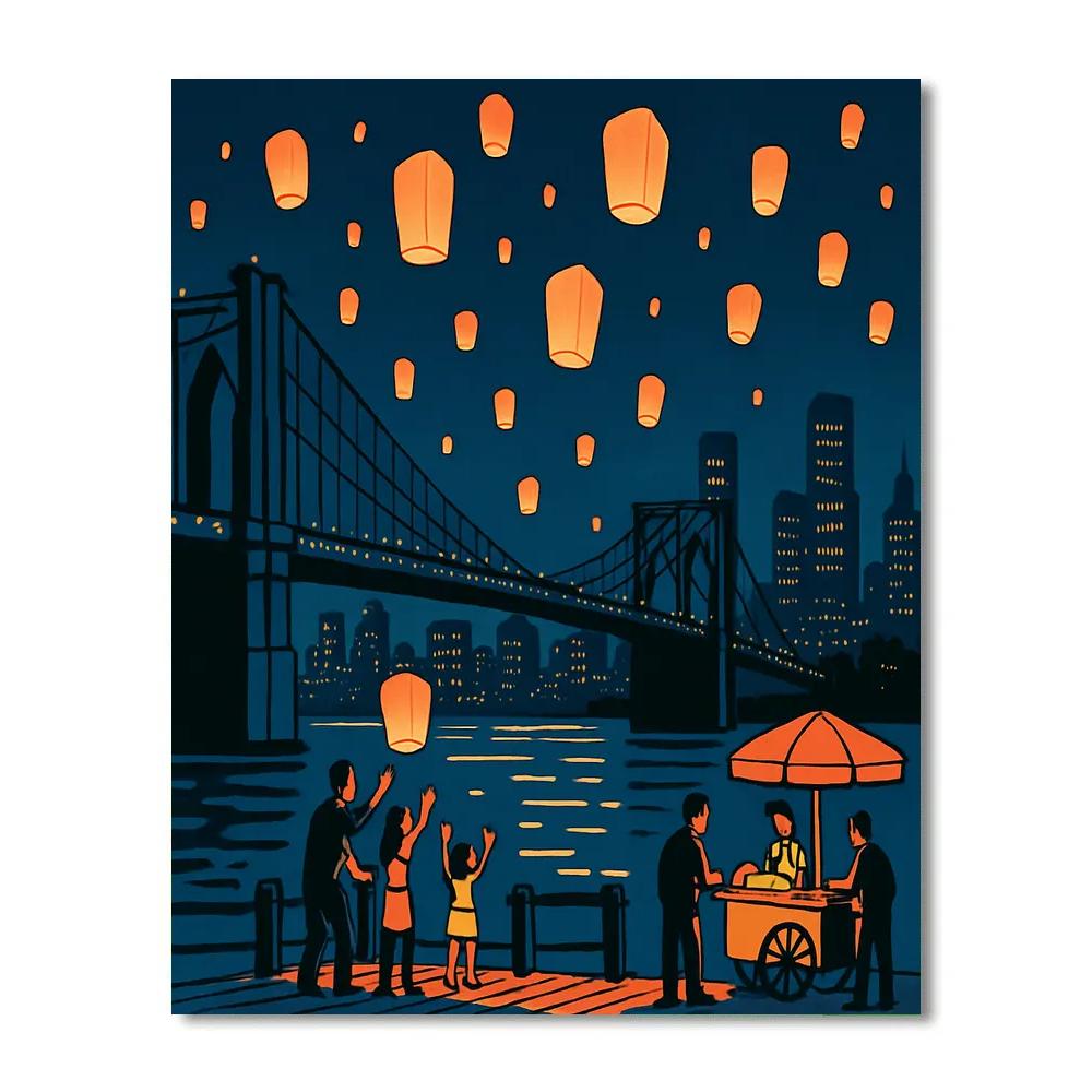 New York Skyline Lantern Festival Painting by numbers kit