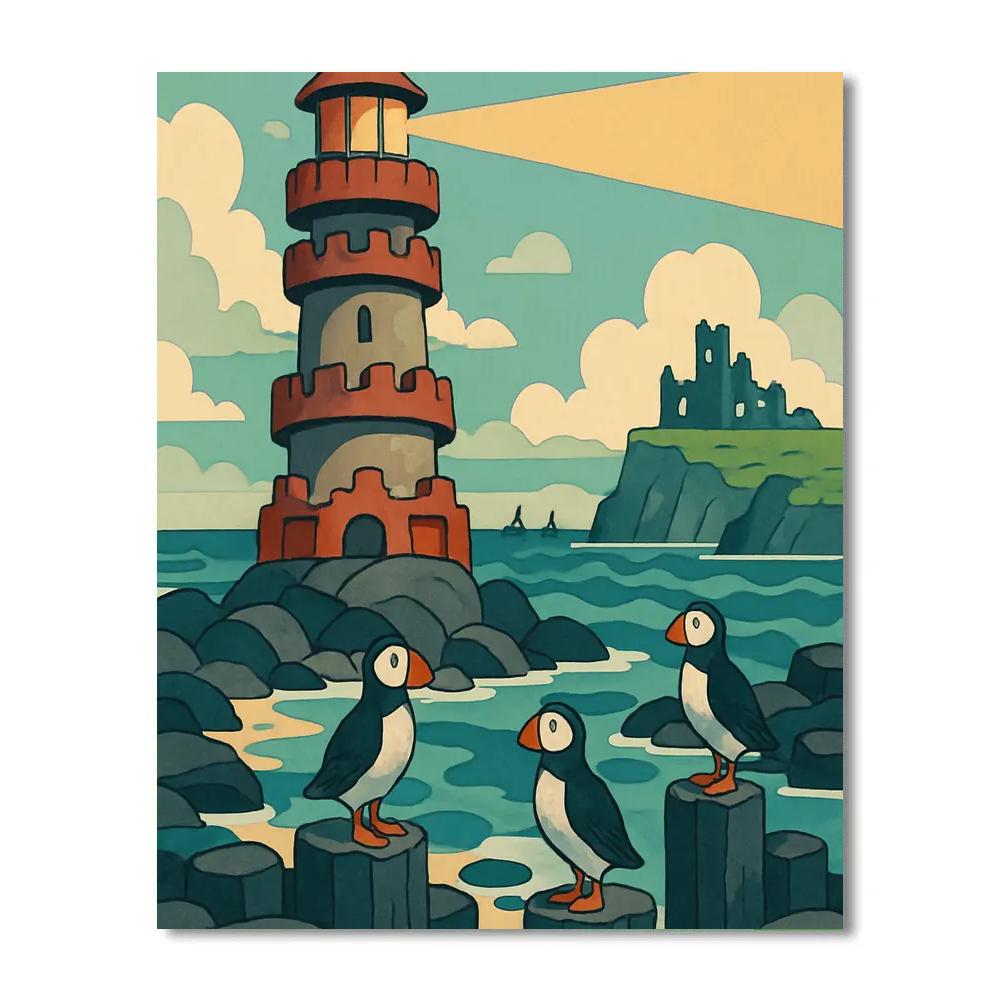 Clockwork Lighthouse Over Scotland paint by numbers
