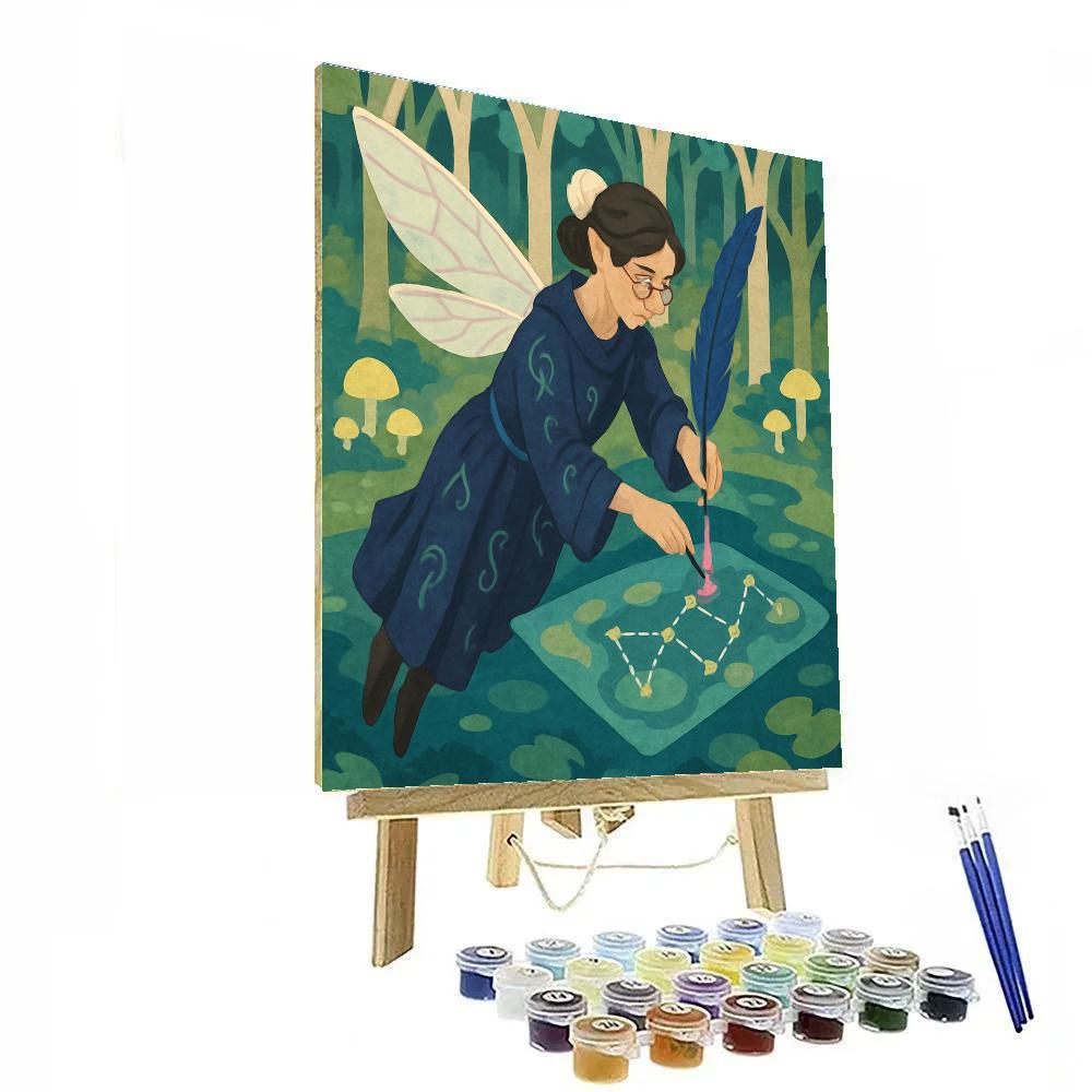 Moonlit Glen With Fairy Luminous Cartography paint by color