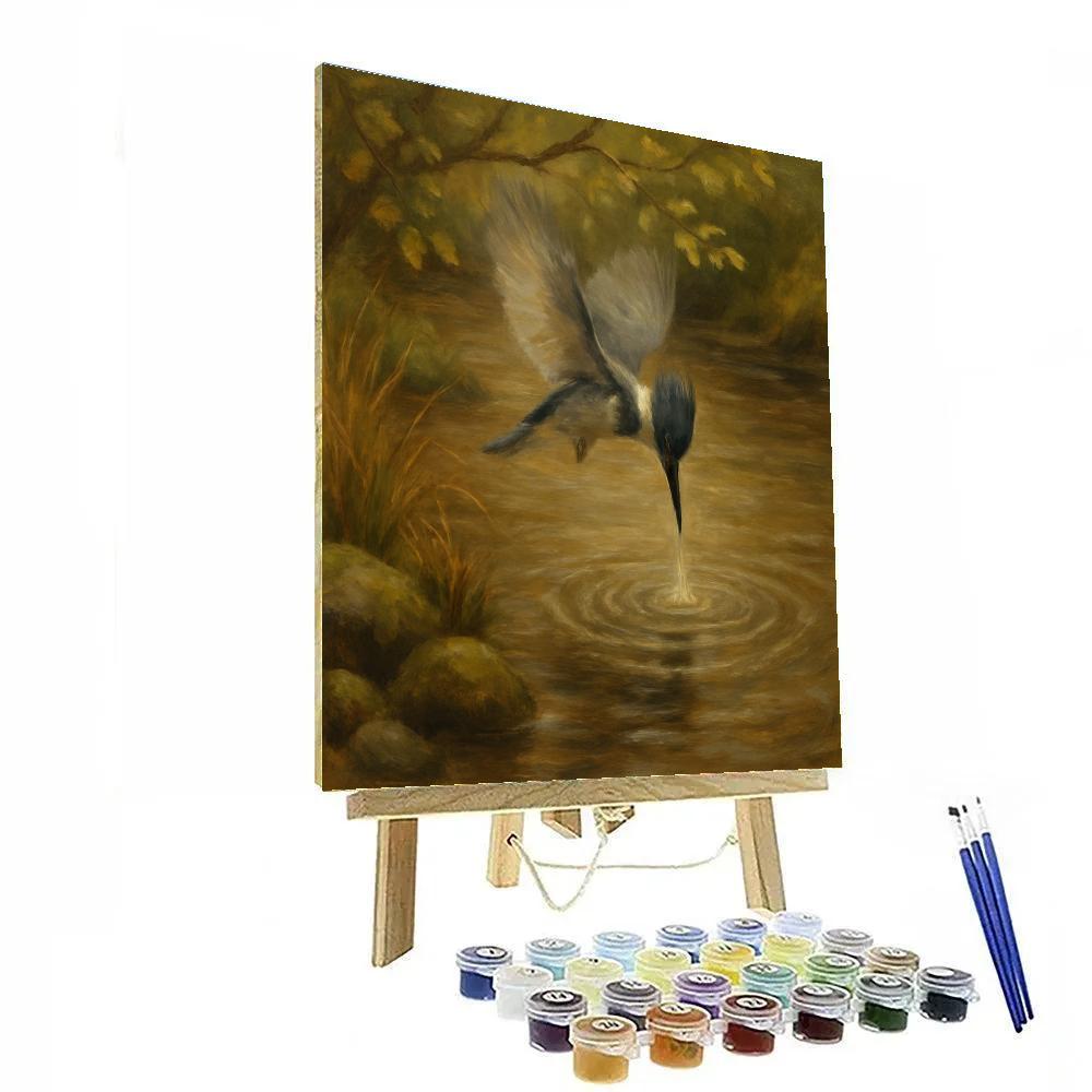 Kingfisher Over Tea Colored Riverbend paint by color