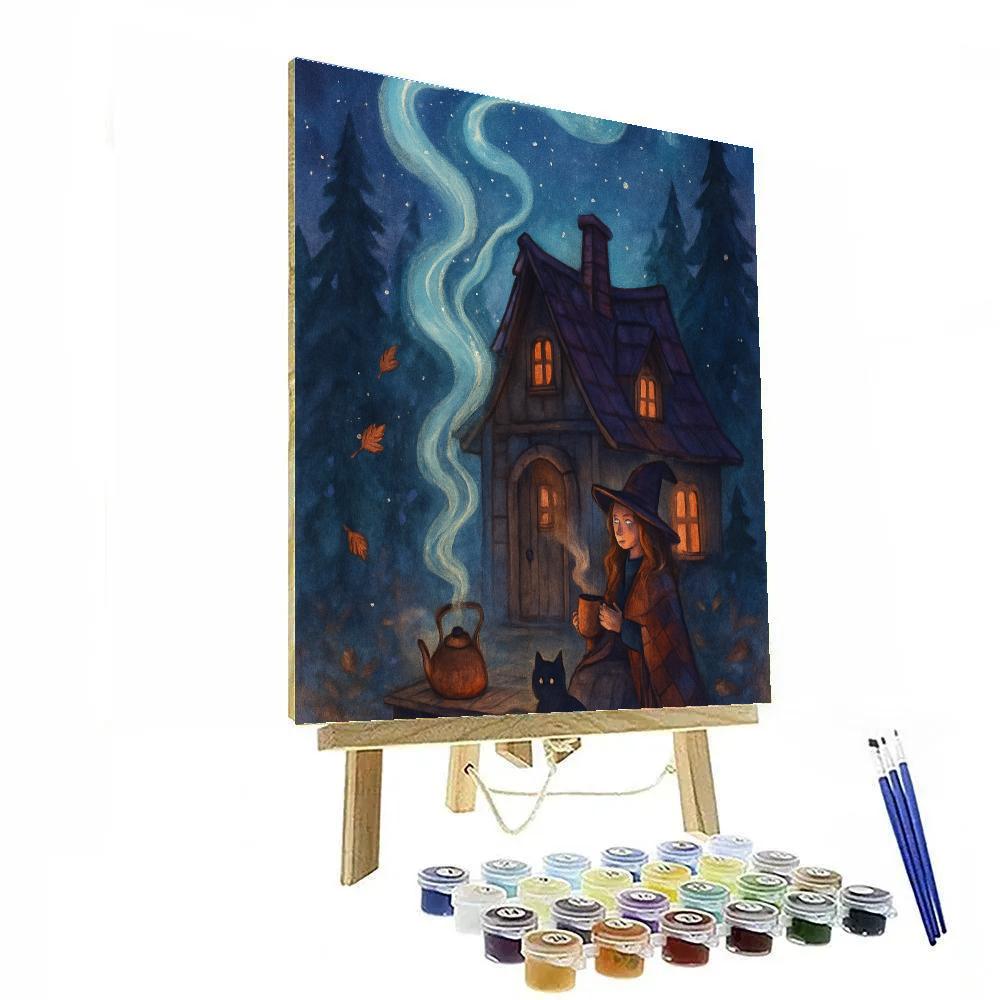 The Witch Cottage Tea Kettle Aurora painting number kit