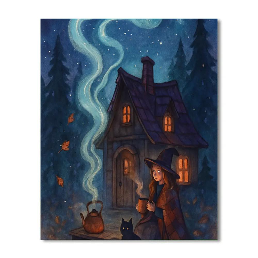 The Witch Cottage Tea Kettle Aurora painting number kit