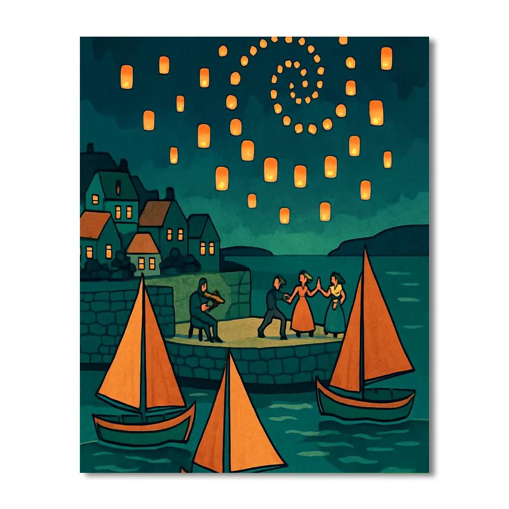 Lantern Festival Over Ireland Harbor Paint by numbers art