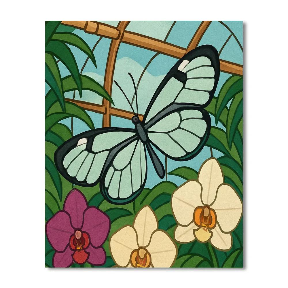 Clockwork Orchid Butterfly Drift Number painting